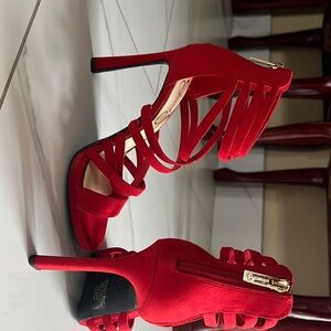 Jessica Simpson heels in a red muse color with microsuede material in size 6.5